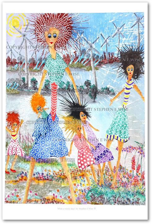 Buy Original Art Works from leading Contemporary Artist Stephen E Wise - Artwork Title : What a windy day!